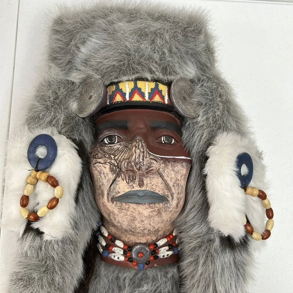 Native American Spirit Mask Bird of Prey Wall Hanging Hand Painted And Unsigned